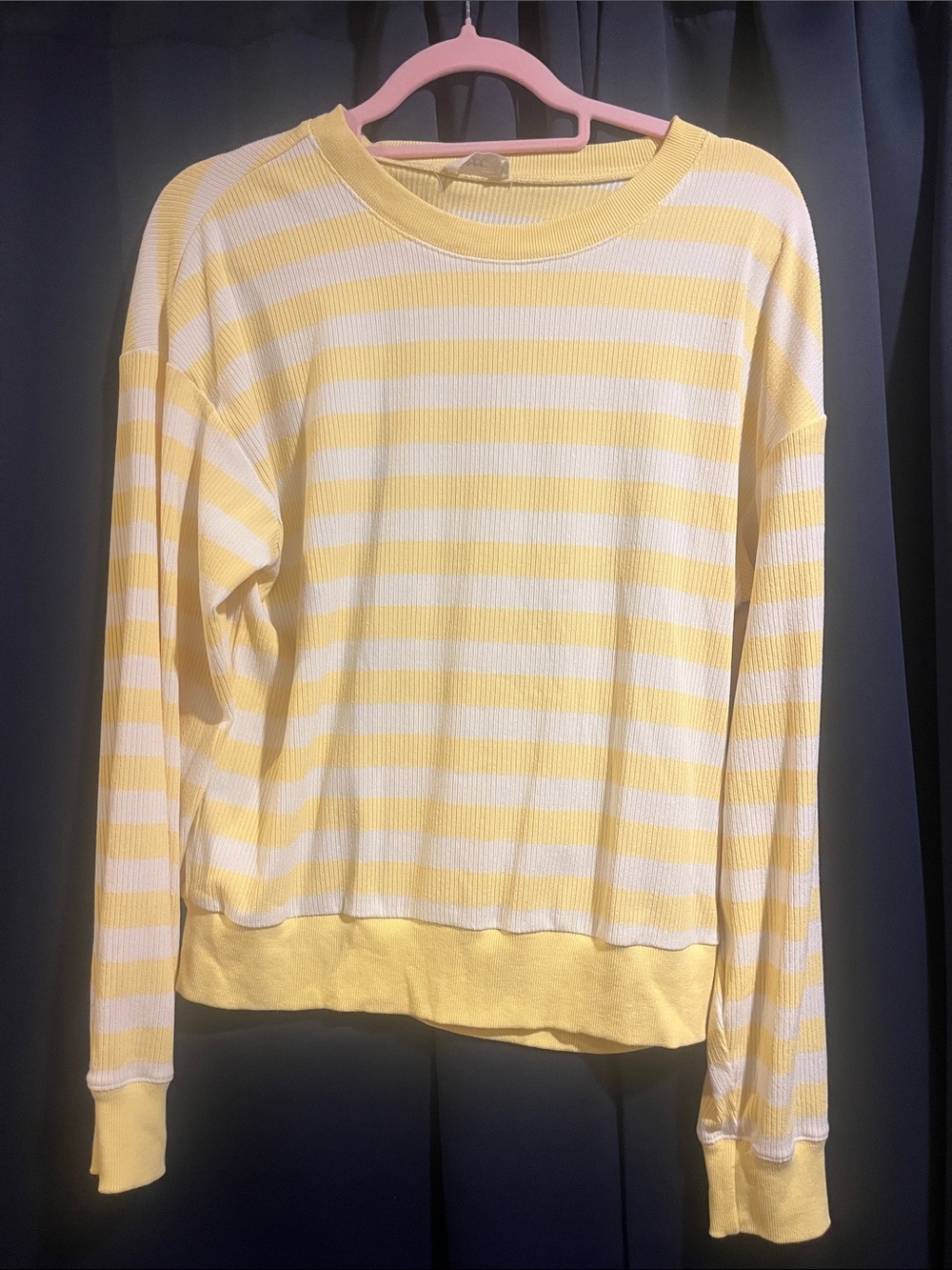 Yellow & White Striped Crewneck Sweater